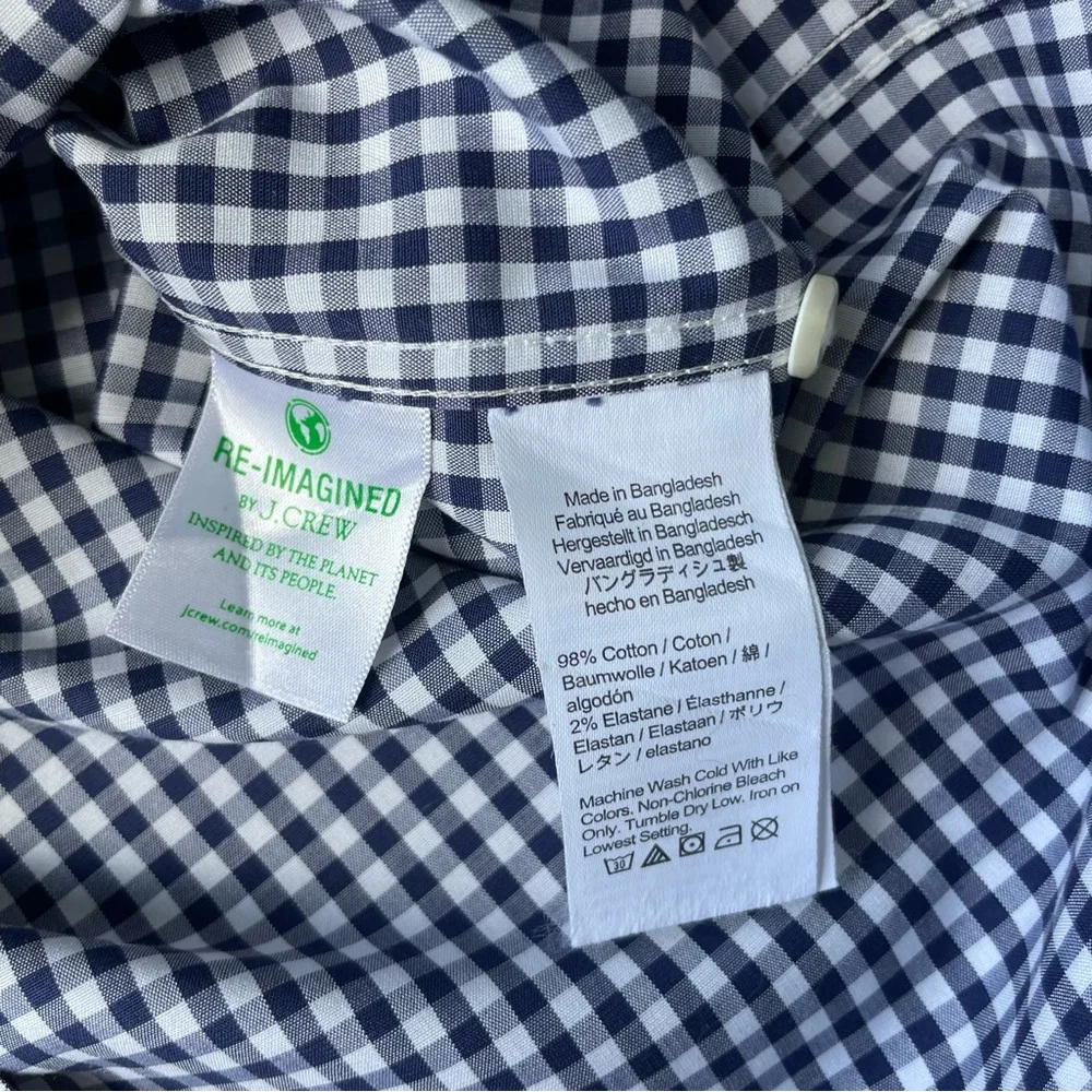J. Crew Checkered Button-down Shirt Size S Slim Blue and White Gingham